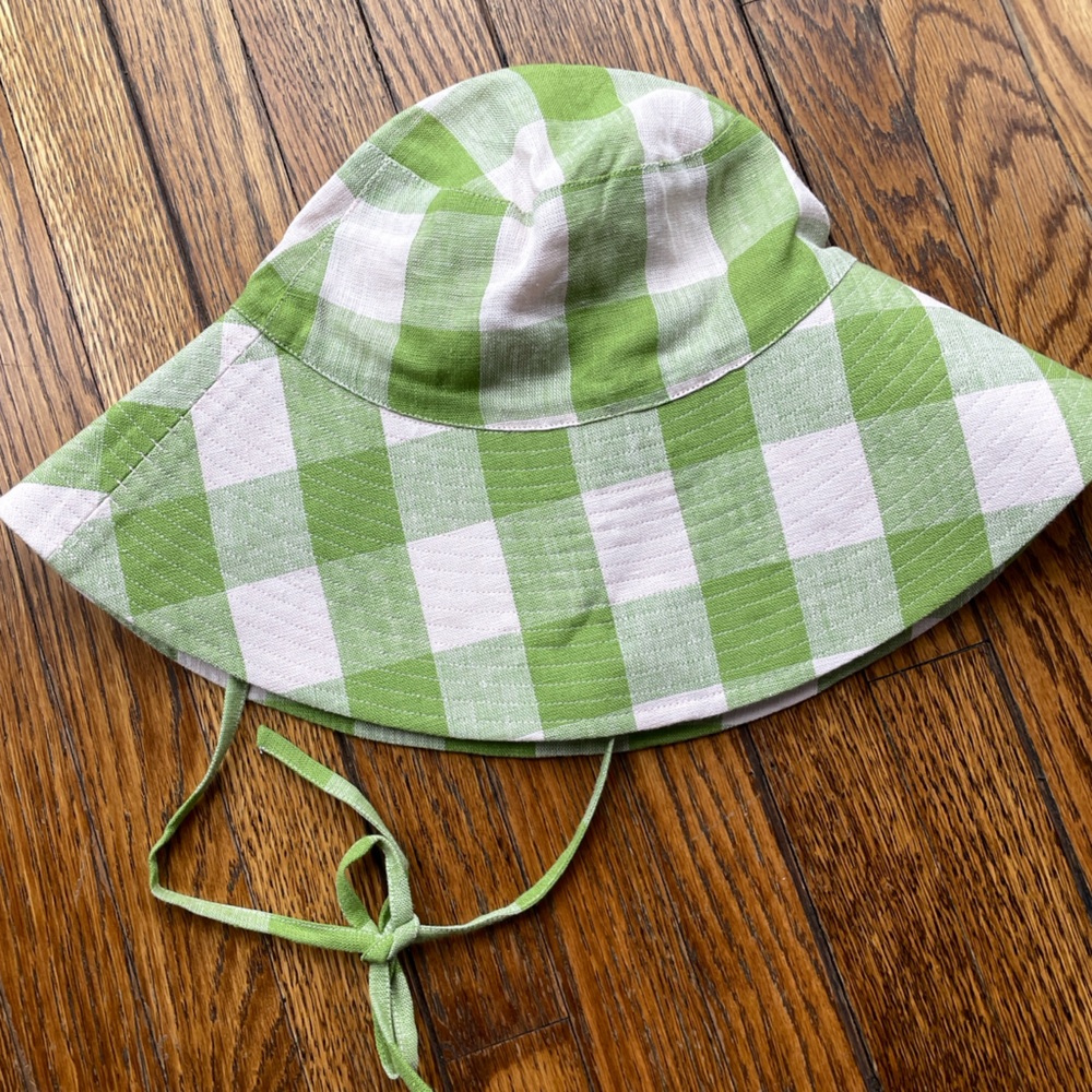 Green and White Checkered Sun Hat